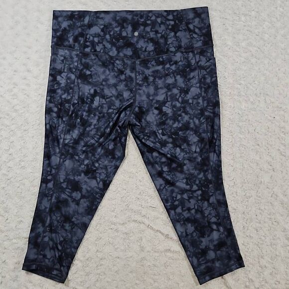 Athleta womens 3x blue tie dye salutation stash pocket II 7/8 tight Workout Gym - Picture 8 of 9